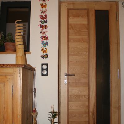 porte intérieure vitre et bois